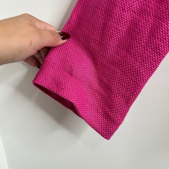 Eileen Fisher Blazer Sz M Pink Linen Blend Open Front Textured Pockets Preppy - Picture 3 of 11